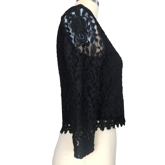 Size M Black Lace Trim Top - Picture 3 of 8